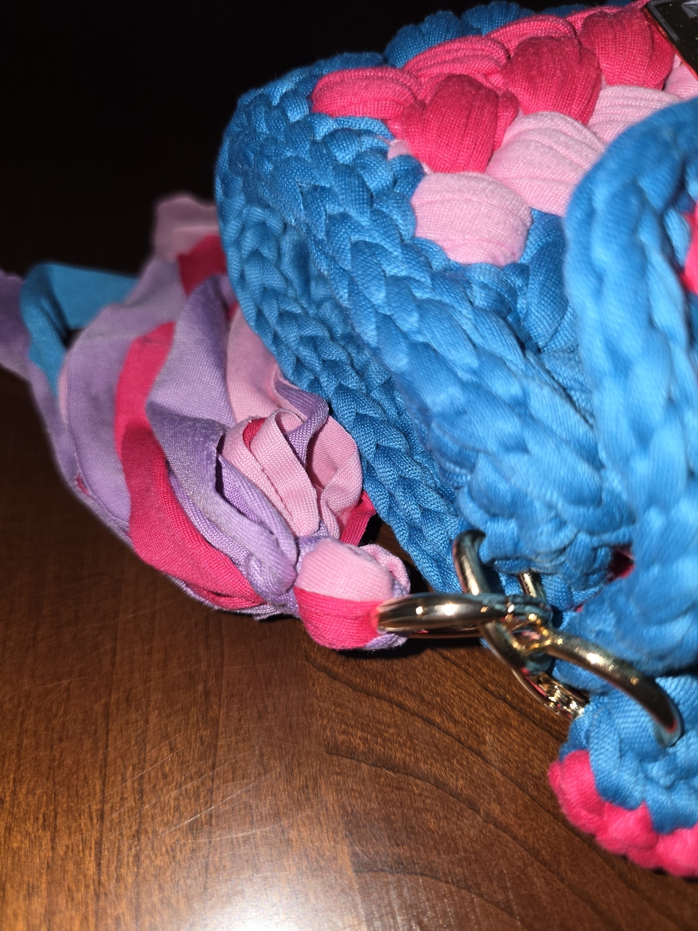 Bright Braided Crochet Crossbody Bag in Turquoise & Pink, Brand New without tags - Picture 6 of 9